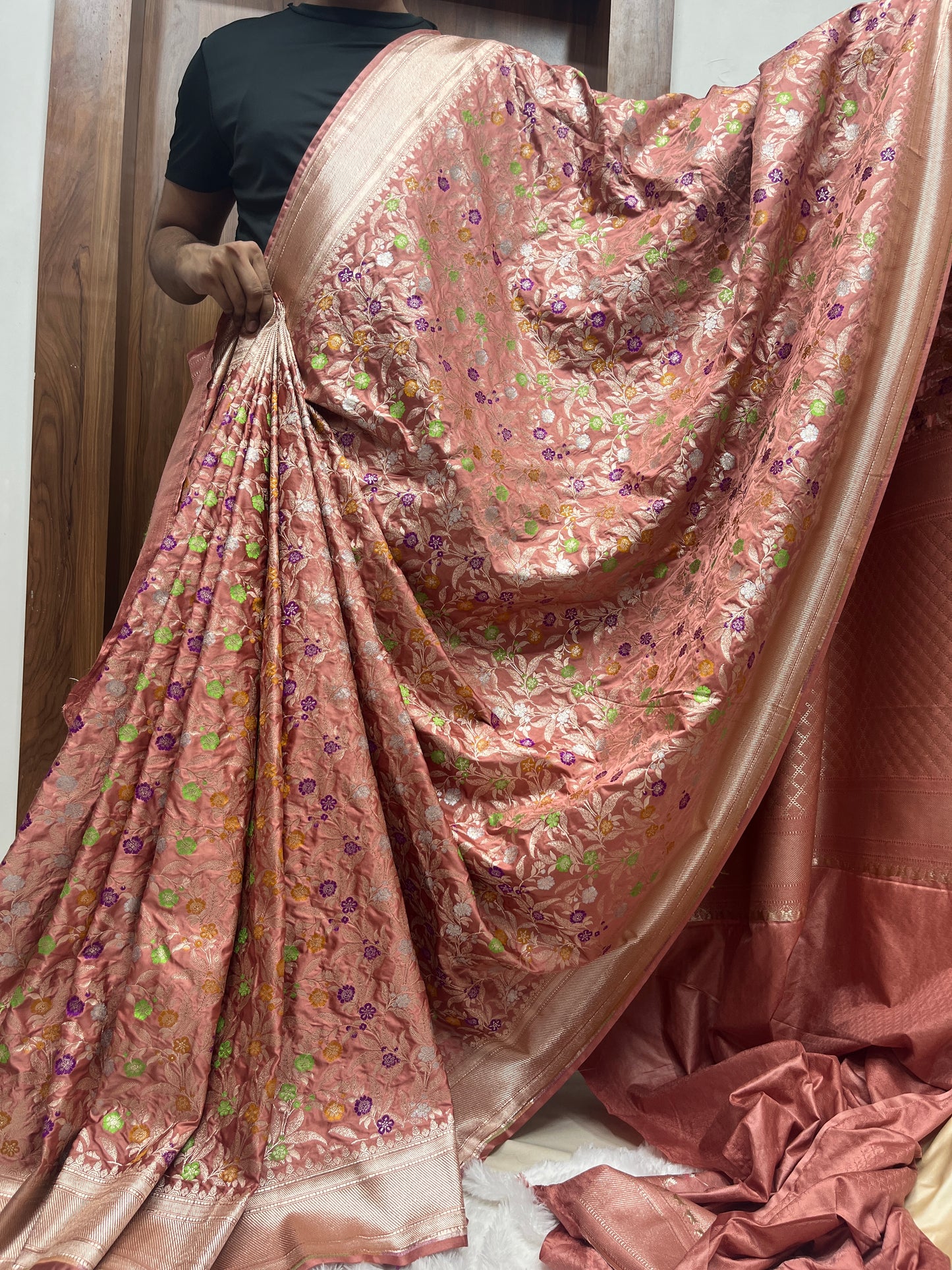 Meenakari Mashru Katan Banarsi Saree