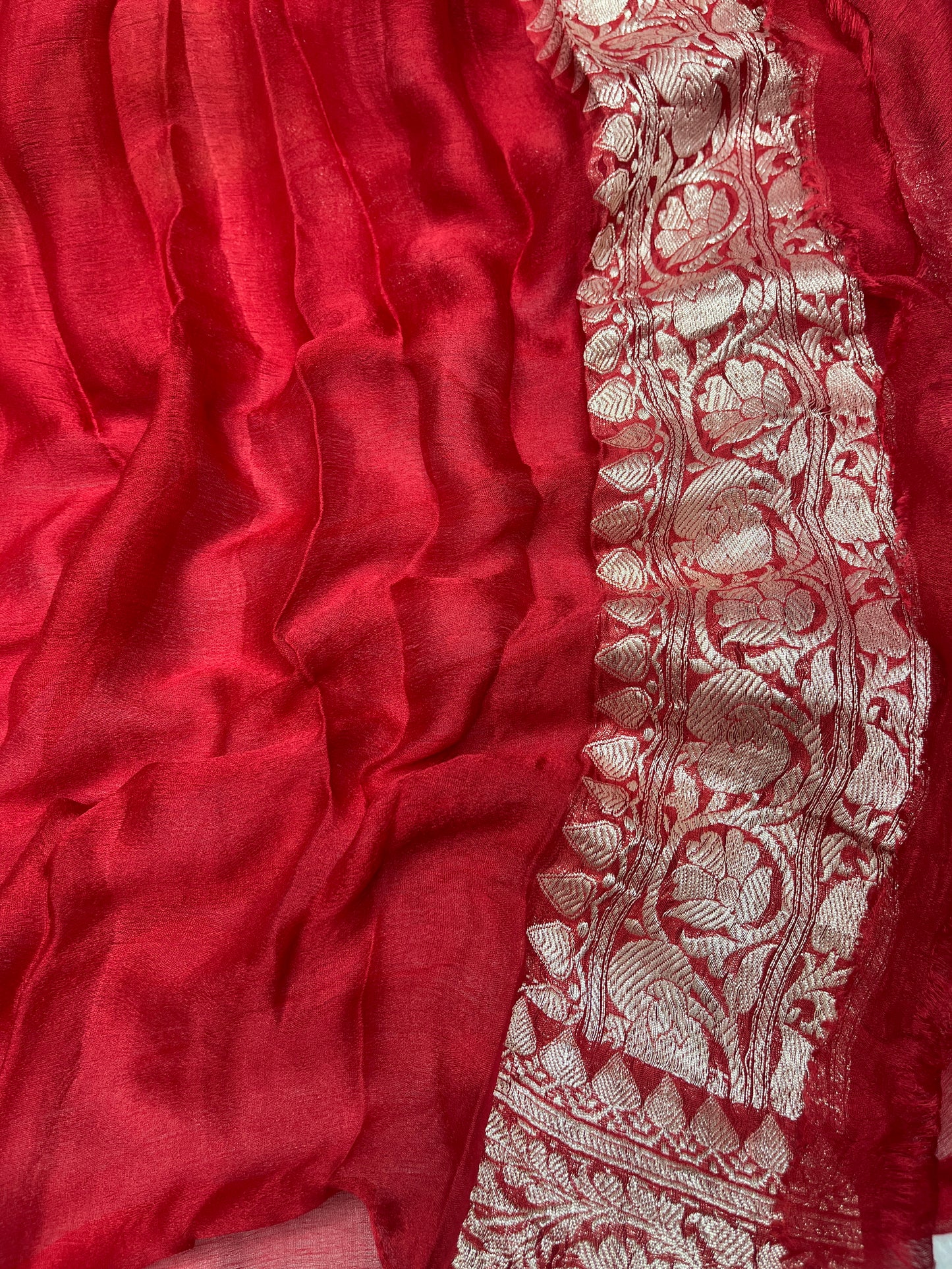 Pista Handloom Khaddi Chiffon Banarasi Saree