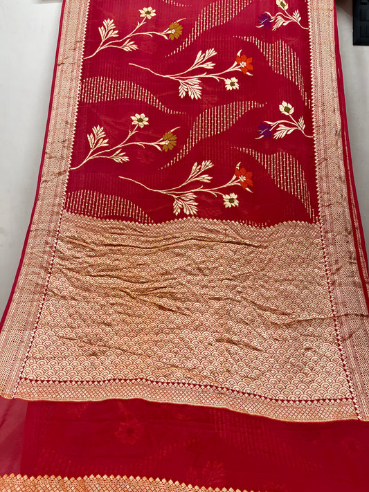 Minakari Khaddi Chiffon Banarasi Saree