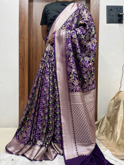 Meenakari Mashru Katan Banarsi Saree