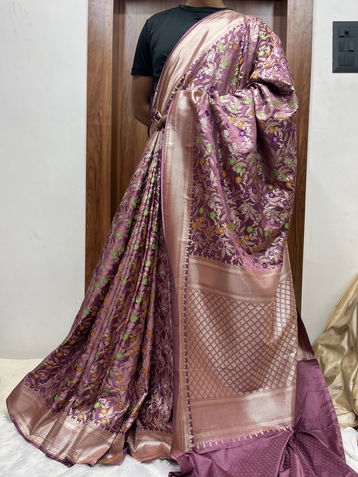 Meenakari Mashru Katan Banarsi Saree