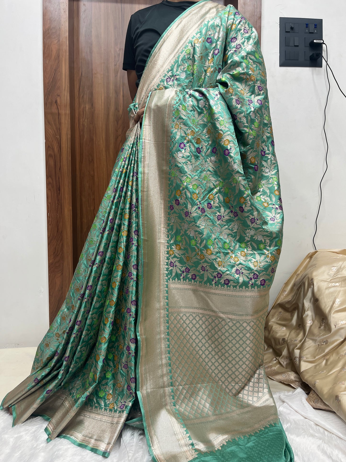 Meenakari Mashru Katan Banarsi Saree