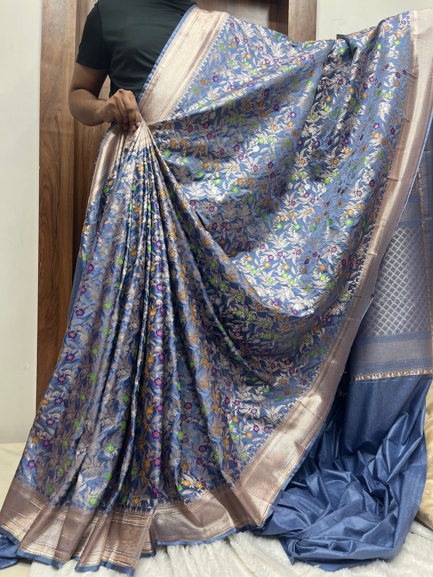 Meenakari Mashru Katan Banarsi Saree