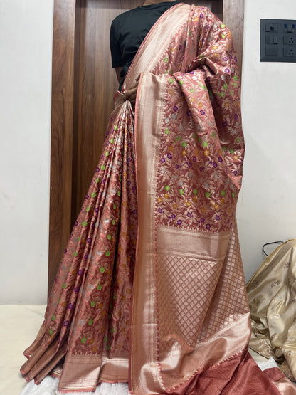 Meenakari Mashru Katan Banarsi Saree