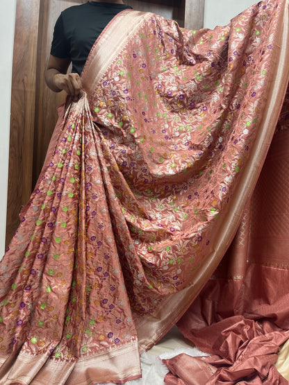 Meenakari Mashru Katan Banarsi Saree