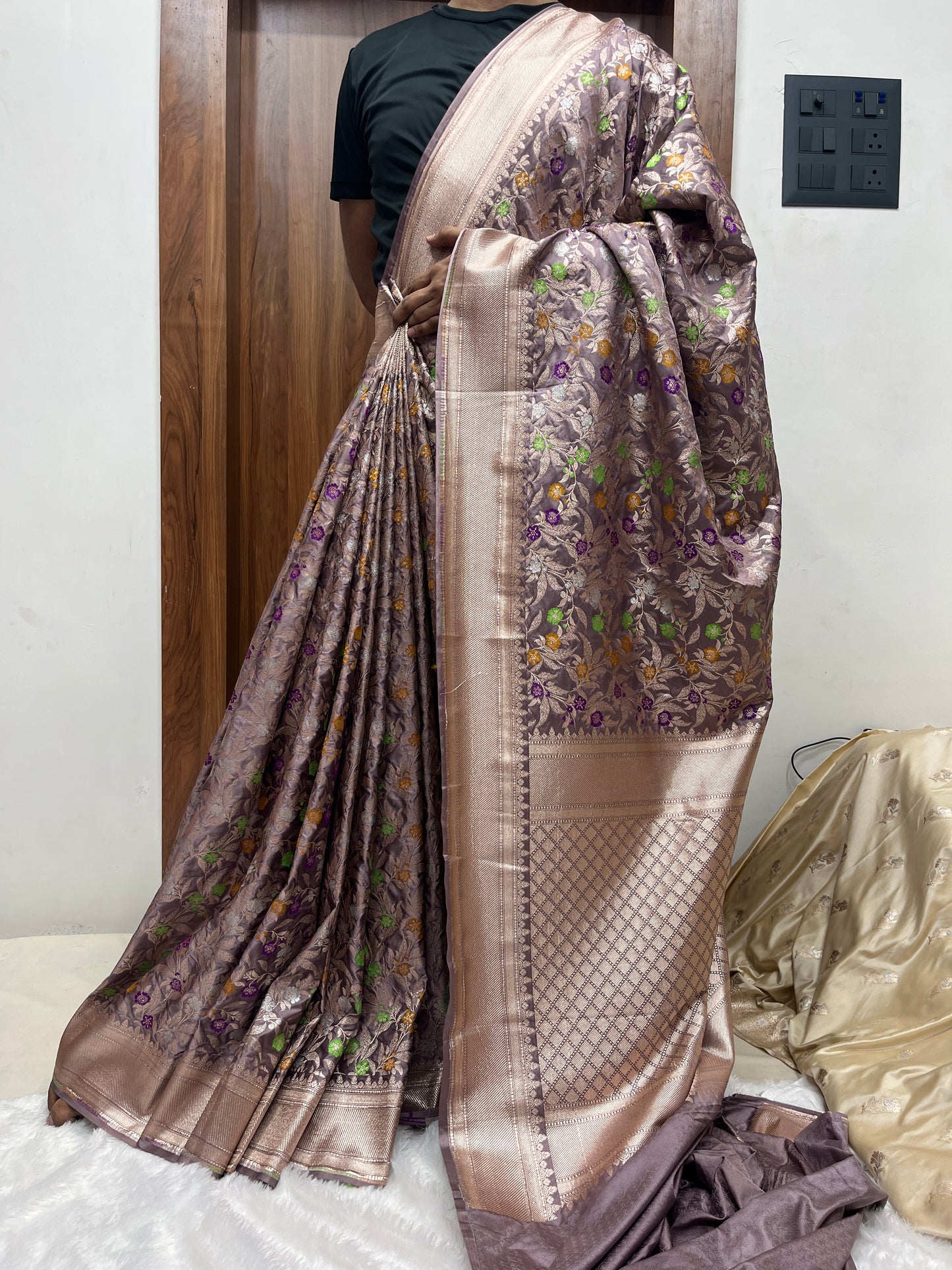 Meenakari Mashru Katan Banarsi Saree