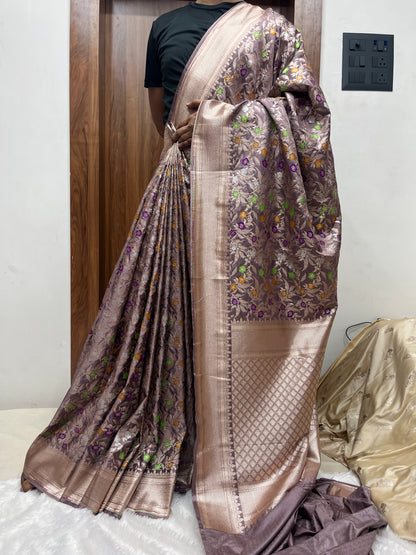 Meenakari Mashru Katan Banarsi Saree