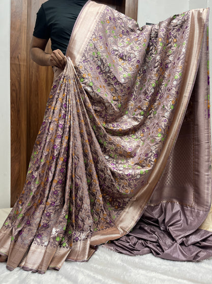 Meenakari Mashru Katan Banarsi Saree