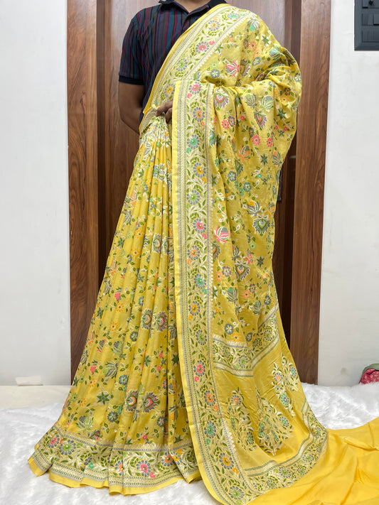 Minakari Tusser Georgette Banarasi Saree