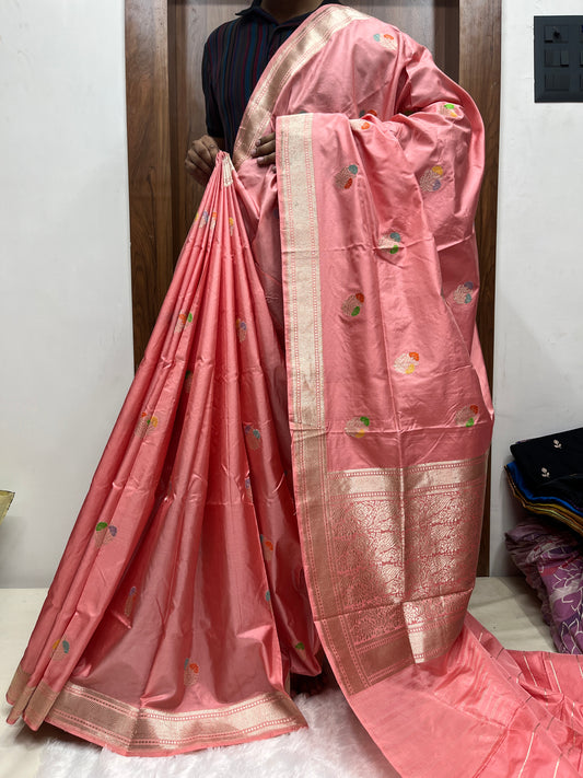Minakari Kadhwa Handloom Pure Katan Silk Banarasi Saree