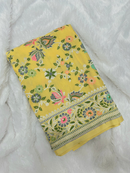 Minakari Tusser Georgette Banarasi Saree