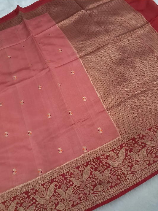 Minakari Kadhwa Mango Silk Banarasi Saree