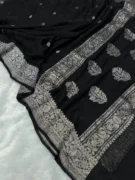Black Khaddi Chiffon Banarasi Saree