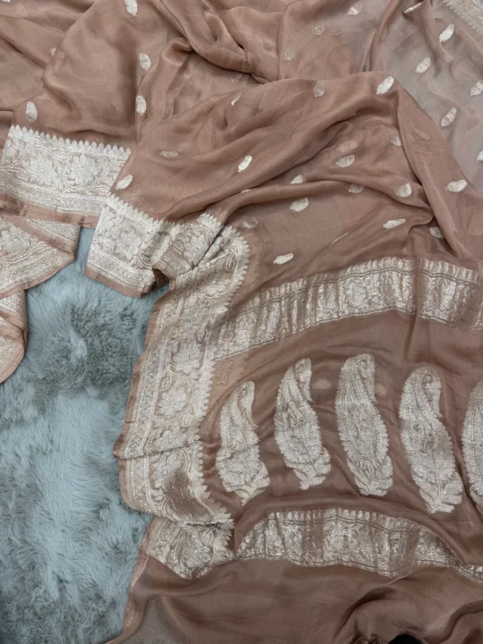 Brown Khaddi Chiffon Banarasi Saree