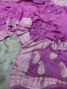 Mauve Khaddi Chiffon Banarasi Saree