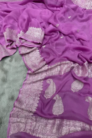 Mauve Khaddi Chiffon Banarasi Saree