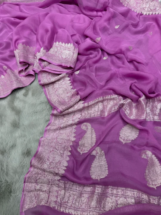 Mauve Khaddi Chiffon Banarasi Saree