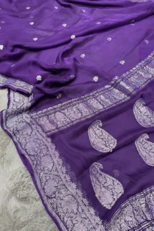 Purple Khaddi Chiffon Banarasi Saree