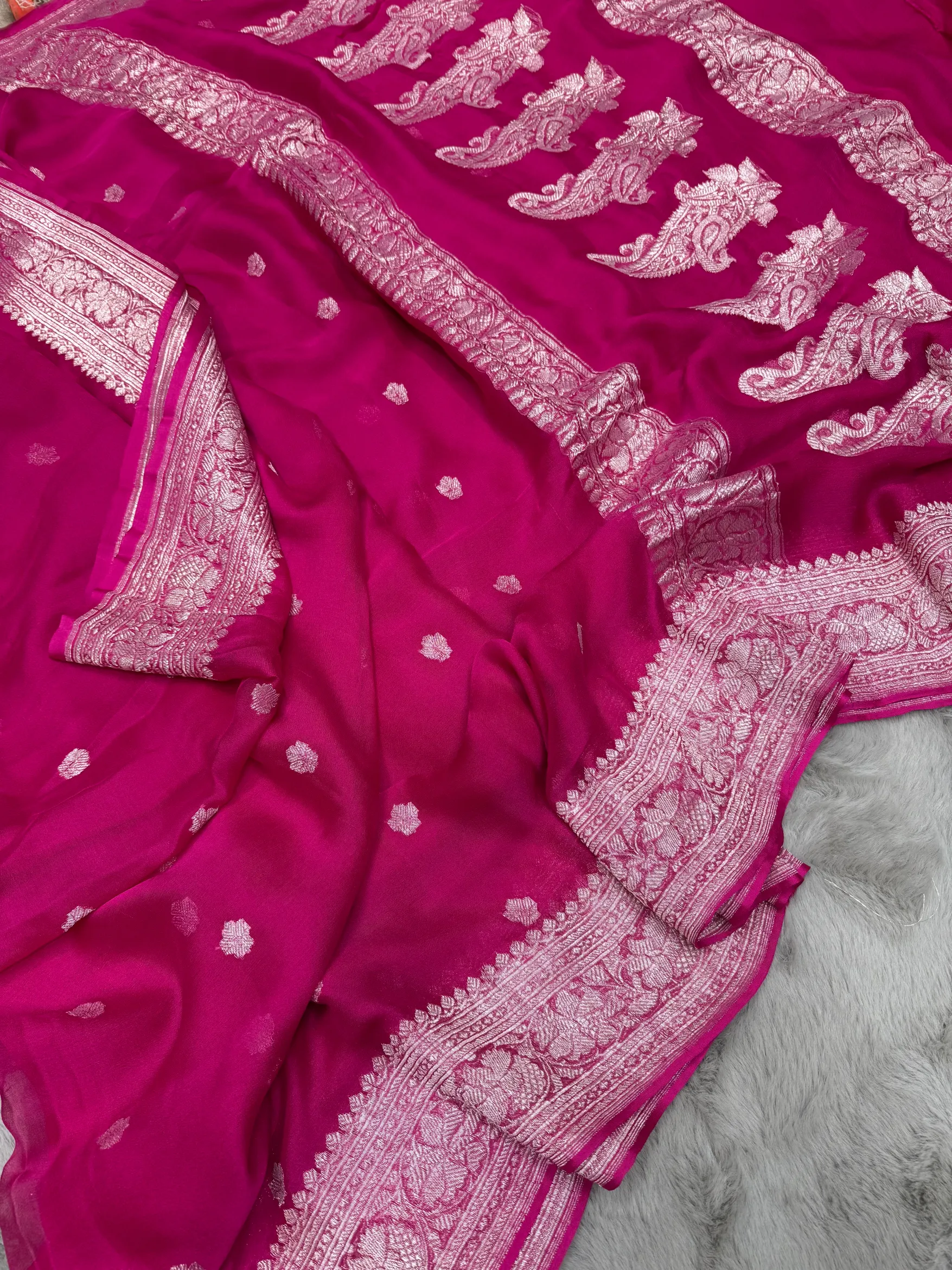 Rani Khaddi Chiffon Banarasi Saree - Image 2