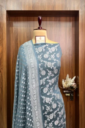 Grey Khaddi Georgette Banarasi Suit