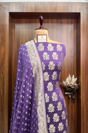 Lavendor Khaddi Georgette Banarasi Suit