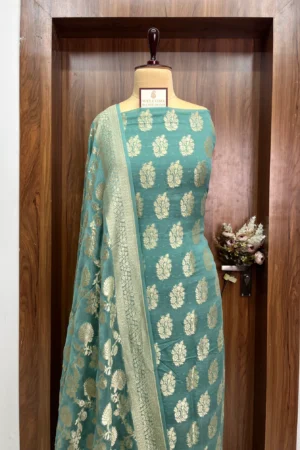 Mint Green Khaddi Georgette Banarasi Suit