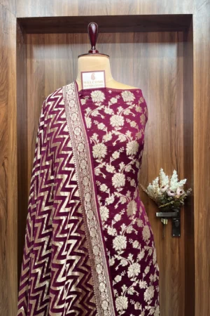 Maroon Khaddi Georgette Banarasi Suit