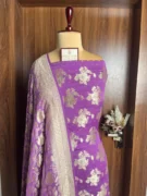 Mauve Khaddi Georgette Banarasi Suit
