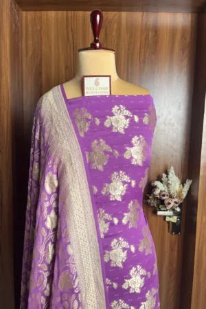 Mauve Khaddi Georgette Banarasi Suit