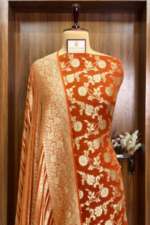 Orange Khaddi Georgette Banarasi Suit