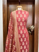Strawberry Khaddi Georgette Banarasi Suit