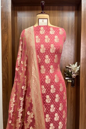 Strawberry Khaddi Georgette Banarasi Suit