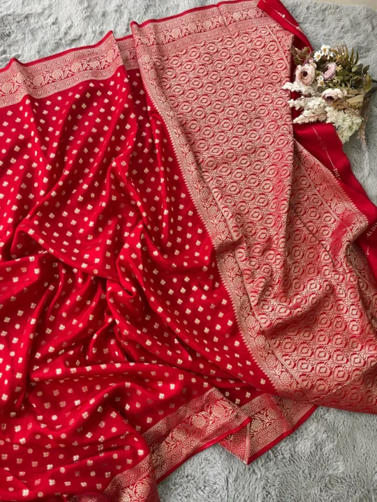 Red Taj Buti Munga Silk Saree