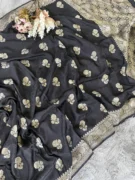 Black Tanchui Buti Munga Silk Saree