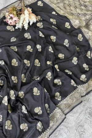 Black Tanchui Buti Munga Silk Saree