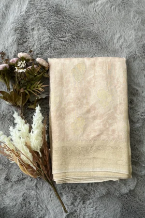 Beige Tanchui Buti Munga Silk Saree