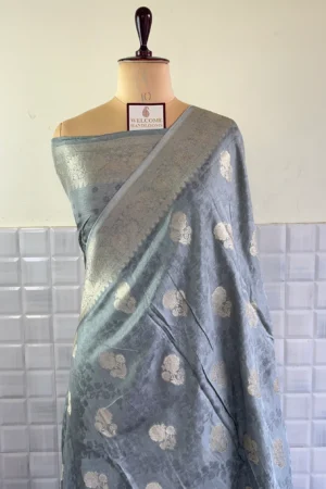 Grey Tanchui Buti Munga Silk Saree