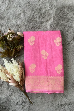 Pink Tanchui Buti Munga Silk Saree