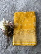 Mustard Mashroom Buti Munga Silk Saree