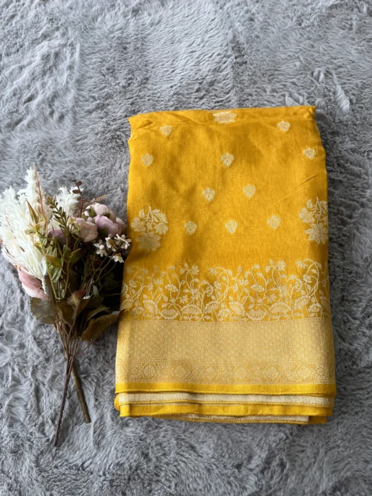 Mustard Mashroom Buti Munga Silk Saree