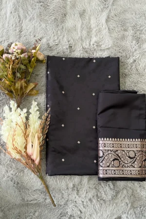 Black Tanchui Buti Mashru Katan Banarasi Saree