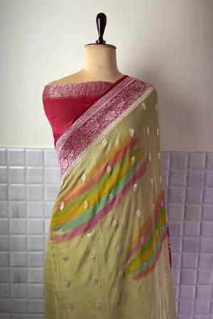 Yellow Rangkat Khaddi Chiffon Banarasi Saree