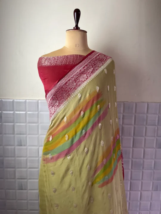 Yellow Rangkat Khaddi Chiffon Banarasi Saree