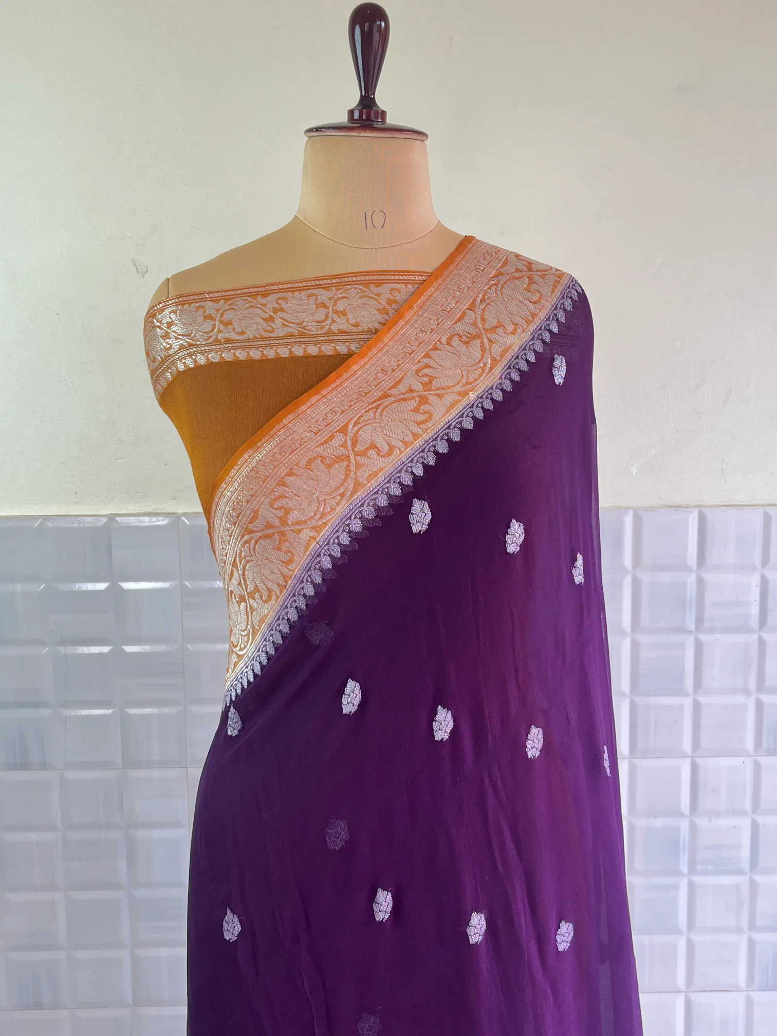 Purple Khaddi Chiffon Banarasi Saree