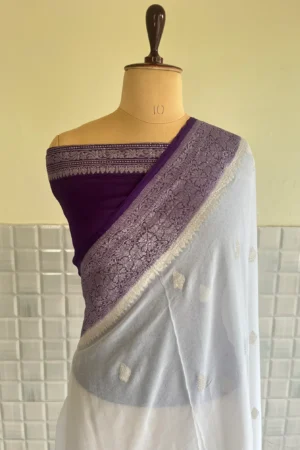 White Khaddi Chiffon Banarasi Saree
