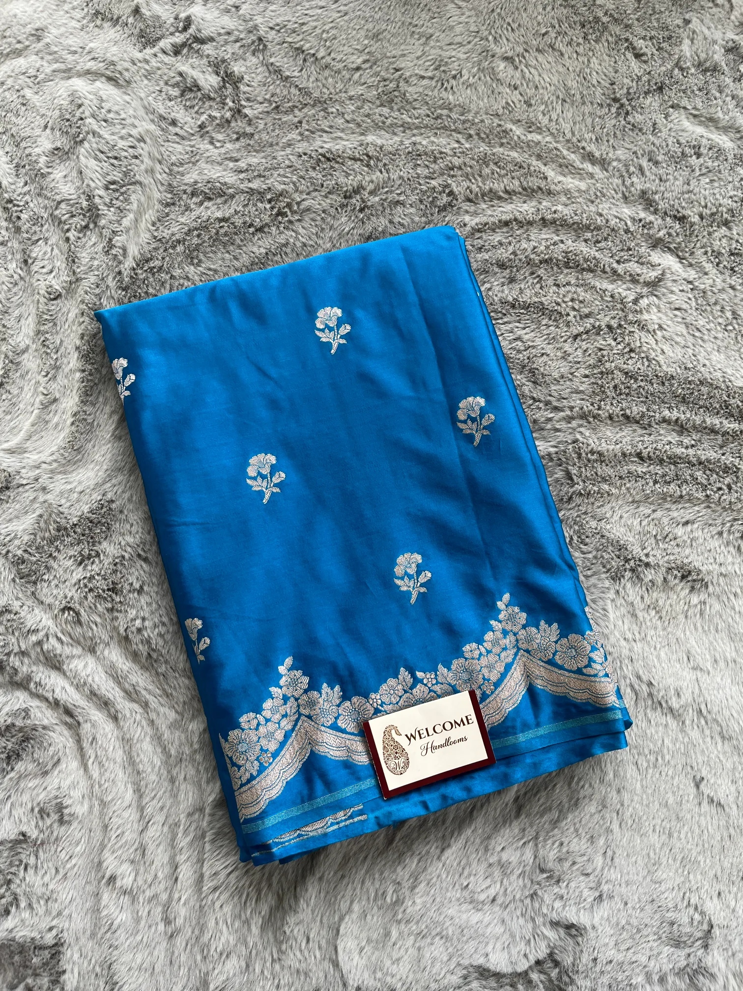 Blue Mashru Katan Banarasi Saree