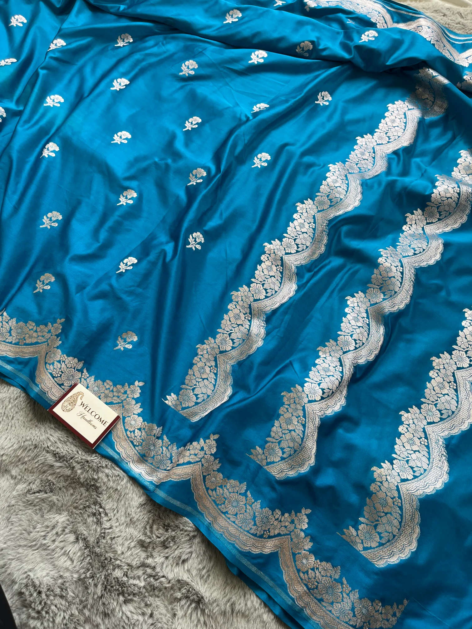 Blue Mashru Katan Banarasi Saree - Image 2