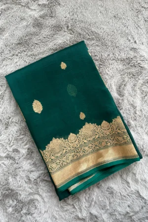 Green Pure Kora Silk Banarasi Saree