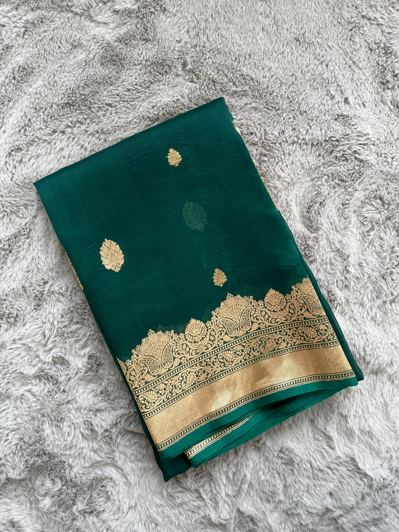 Green Pure Kora Silk Banarasi Saree