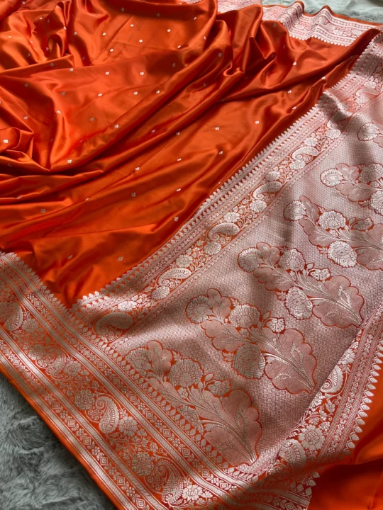 Orange Mashru Katan Banarasi Saree